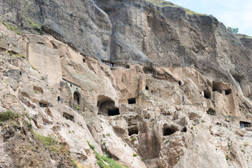 Vardzia, Georgia - Jul 14 2018: Vardzia Cave Monastery complex and ancient city. a famous historic site in Vardzia, Samtskhe-Javakheti, Georgia.