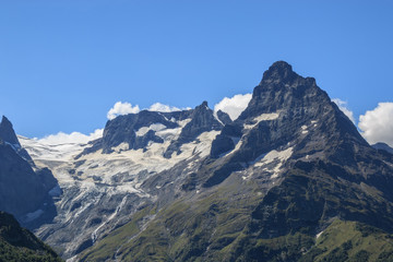 Panorama view of dramatic sky and mountains scene in national park Dombay