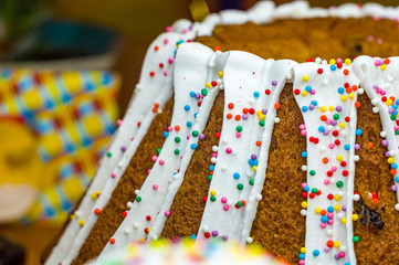 Kulichi, traditional Russian Easter cake with icing