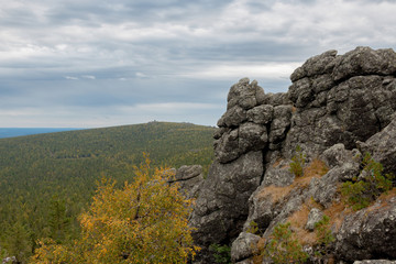 Fototapeta na wymiar Closeup mountains scenes in national park Kachkanar, Russia