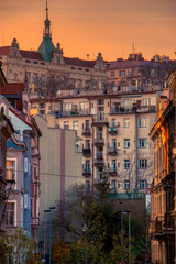 Fototapeta premium Prague sunset beautiful roofs at summer