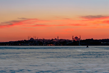 Fototapeta premium Istanbul, Turkey, 06 July 2006: Sunset of historical peninsula