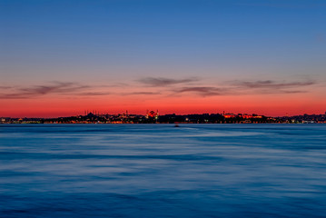Fototapeta premium Istanbul, Turkey, 06 July 2006: Sunset of historical peninsula