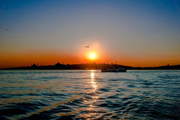 Istanbul, Turkey, 14 April 2007: Sunset of Historical Peninsula