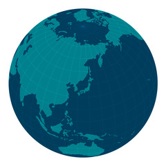 Naklejka premium global image illustration (focus on east asia) /blue