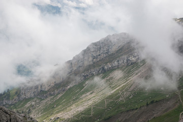 Panorama view of mountains scene from top Pilatus Kulm in Lucerne