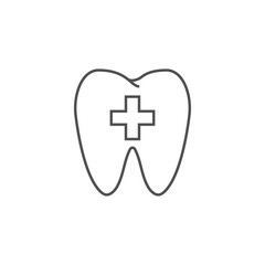 Obraz premium Tooth with Cross Line Icon