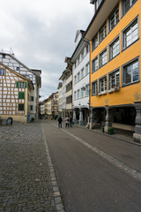 Wil, SG / Switzerland - April 8, 2019: view of the historic old town in the Swiss city of Wil