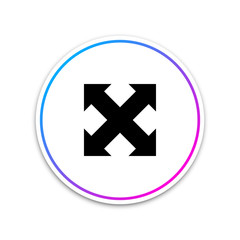 Arrows in four directions icon isolated on white background. Circle white button. Vector Illustration