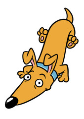 Dog dachshund parody smile lies animal character cartoon illustration isolated image 