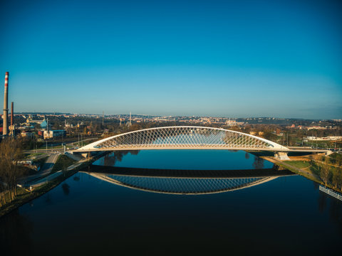 futuristic troja bridge in Holesovice Prague