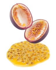 passionfruit isolated on white background, clipping path, full depth of field
