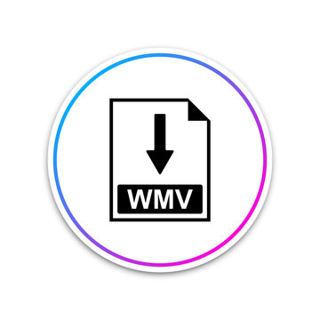 WMV file document icon. Download WMV button icon isolated on white background. Circle white button. Vector Illustration