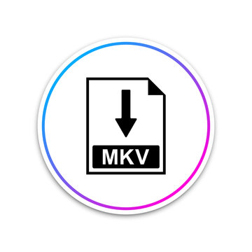 MKV file document icon. Download MKV button icon isolated on white background. Circle white button. Vector Illustration