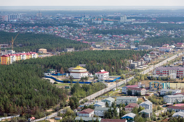 Yakutsk City ​​on the permafrost, one of the coldest places on the planet. Summer top view on a...