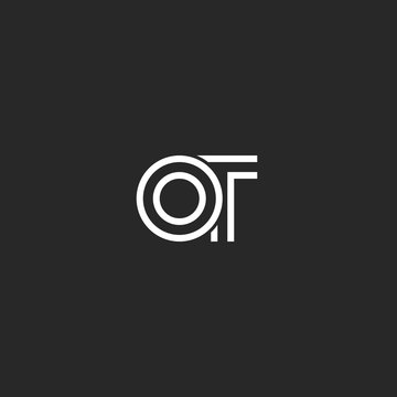 Creative hipster initials OT letters monogram logo, minimalist style two overlapping letters O and T emblem