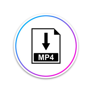 MP4 file document icon. Download MP4 button icon isolated on white background. Circle white button. Vector Illustration