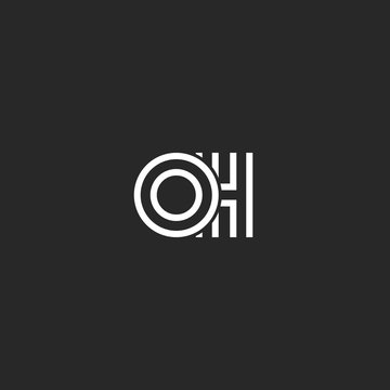 Monogram initials OH letters logo, overlapping two symbols O and H trendy elegance boutique emblem