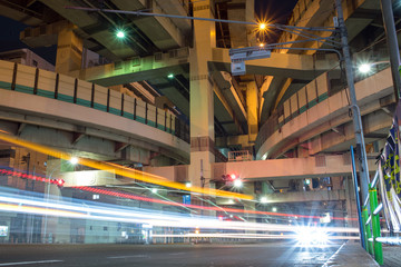 Fototapeta na wymiar Tokyo highway junction at night　箱崎ジャンクションの夜景 東京
