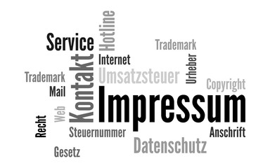 Impressum und Kontakt Wordcloud Vektor Grafik