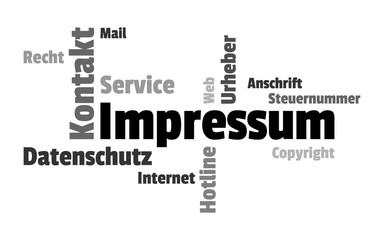 Impressum und Kontakt Wordcloud Vektor Grafik
