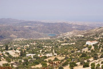 Fototapeta na wymiar Cyprus. View of the mountain, village and vineyards