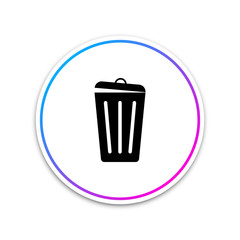 Trash can icon isolated on white background. Garbage bin sign. Circle white button. Vector Illustration