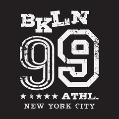 Sport typography. Brooklyn New York.  T shirt graphics. Vectors