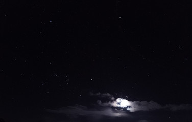 Obraz na płótnie Canvas Moonlight and Sky from Serra da Mantiqueira, São Paulo, Brazil