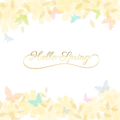 Abstract spring summer background in light pastel color with copy space, environmental theme with butterfly and tree