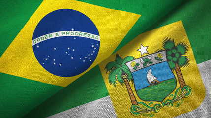 Rio Grande do Norte state and Brazil flags textile cloth, fabric texture