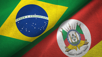 Rio Grande do Sul state and Brazil flags textile cloth, fabric texture
