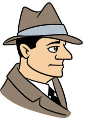 Portrait man hat  cartoon illustration isolated image 