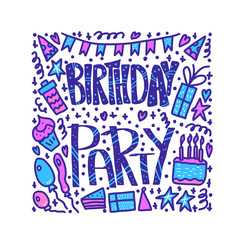 Obraz premium Birthday party poster. Vector concept design.
