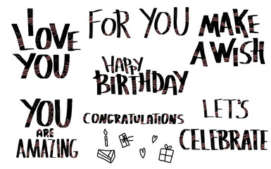 Fototapeta premium Happy Birthday lettering set. Vector illustration.