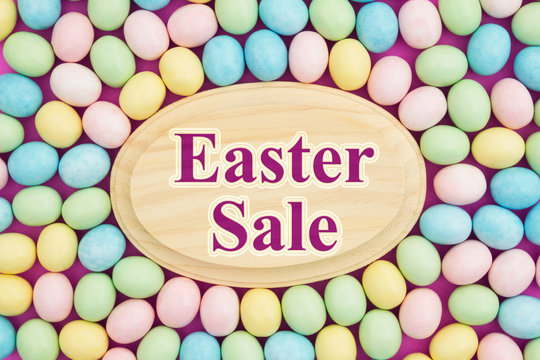 Easter sale message with candy Easter egg