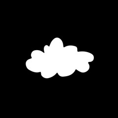 Cute cartoon hand drawn cloud icon. Sweet vector black and white cloud icon. Isolated monochrome doodle cloud icon on black background.