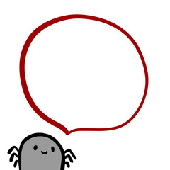 Cute spider and speech bubble hand drawn illustration