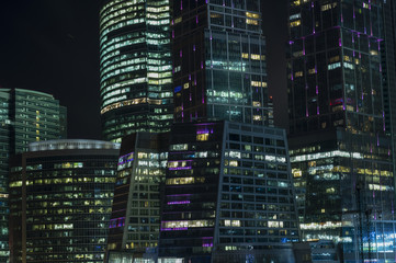 Fototapeta na wymiar Night view of the Moscow International Business Center.
