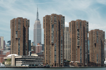 Empire State building and Manhattan view from Hudson river, New York City, USA