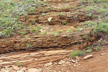 Rocky slope on a hill