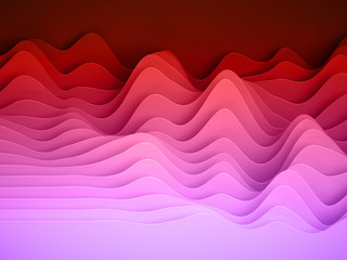 3d render, abstract paper shapes background, bright colorful sliced layers, waves, hills, equalizer