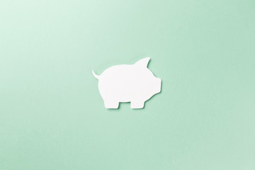 Pig symbol on Mint background. Chinese Zodiac Sign Year of Pig. Financial and design concept. Neo Mint color of the year 2020