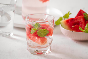  infused water of watermelon on white background