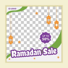 Ramadan kareem sale banner, discount, label