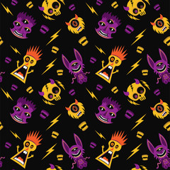 Fototapeta na wymiar Monsters seamless pattern vector illustration