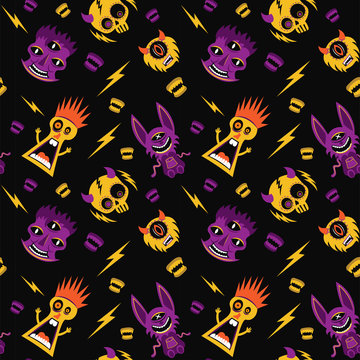 Monsters seamless pattern vector illustration