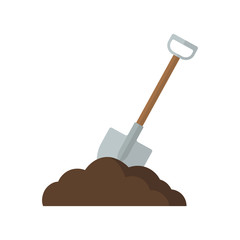 Shovel in soil illustration. Vector. Flat design.  © nazar12