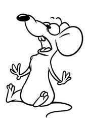 Rat fear animal character cartoon illustration isolated image coloring page
