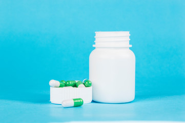 pills on blue background